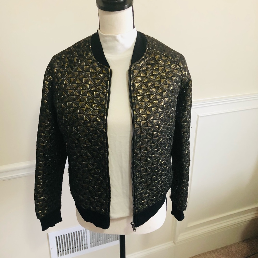 H&M Bomber Jacket Black and Gold